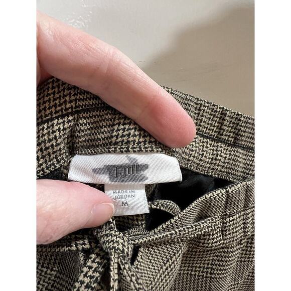 J. Jill Women's Check Pants Size M Tie Waist Beige Office Preppy Grandpacore - Picture 4 of 7